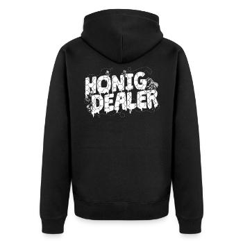 Imker Bienen Ich geh zu meinen Bienen - Unisex Premium Bio Zip Hoodie - Schwarz - Hinten - Nico (187cm)