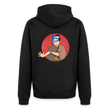 Japan - Unisex Premium Bio Zip Hoodie - Schwarz - Hinten - Nico (187cm)