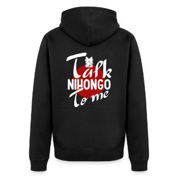 Japan - Unisex Premium Bio Zip Hoodie - Schwarz - Hinten - Nico (187cm)