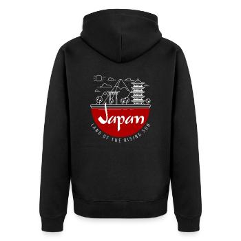 Japan - Unisex Premium Bio Zip Hoodie - Schwarz - Hinten - Nico (187cm)