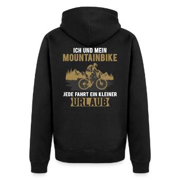 Ich und mein Mountainbike| Fahrrad Fahrer MTB - Unisex Premium Bio Zip Hoodie - Schwarz - Hinten - Nico (187cm)