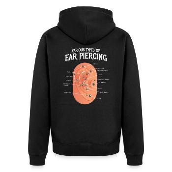 Various types of ear piercing earring - Unisex Premium Organic Zip Hoodie - black - Back - Nico (187cm)