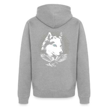 Husky - Unisex Premium Organic Zip Hoodie - heather grey - Back - Nico (187cm)