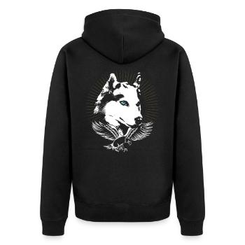 Husky - Unisex Premium Bio Zip Hoodie - Schwarz - Hinten - Nico (187cm)