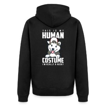 Husky - Unisex Premium Organic Zip Hoodie - black - Back - Nico (187cm)