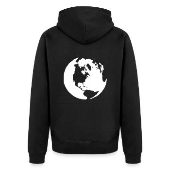 Globe terrestre globe planète bleue - Veste à capuche bio Premium Unisexe - noir - Dos - Nico (187cm)