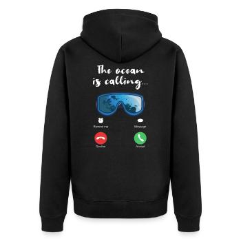 The Ocean Is Calling | Diver Gift - Unisex Premium Organic Zip Hoodie - black - Back - Nico (187cm)