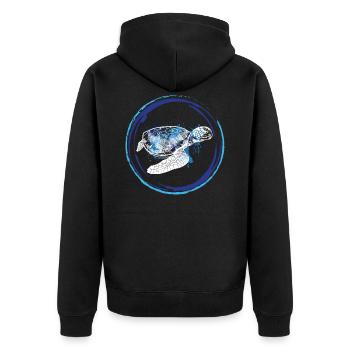 Schildkröte Ozean Kinder - Unisex Premium Bio Zip Hoodie - Schwarz - Hinten - Nico (187cm)