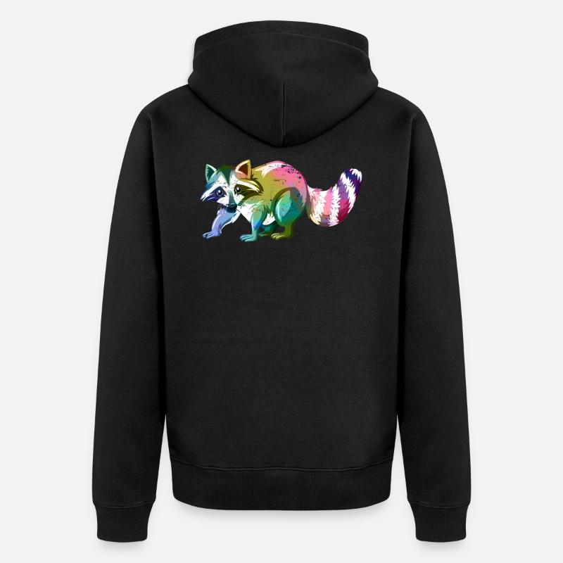 Raton laveur animal mignon - Veste à capuche bio Premium Unisexe - noir