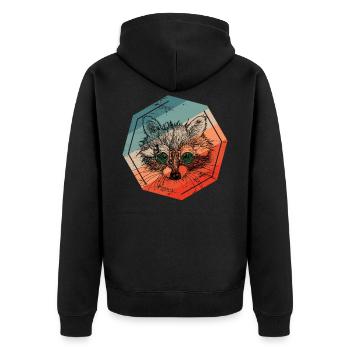 Waschbär Bär - Unisex Premium Bio Zip Hoodie - Schwarz - Hinten - Nico (187cm)