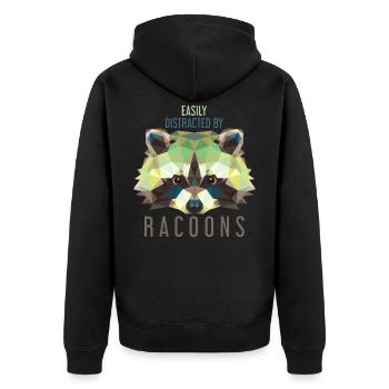 Raccoon kids bandit - Unisex Premium Organic Zip Hoodie - black - Back - Nico (187cm)