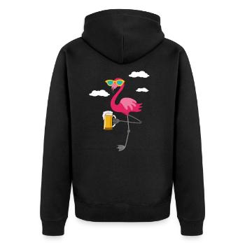 Bier - Unisex Premium Bio Zip Hoodie - Schwarz - Hinten - Nico (187cm)