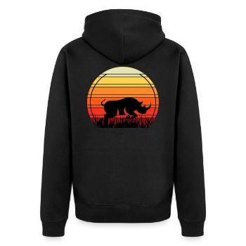 Zoo de rhinocéros rétro - Veste à capuche bio Premium Unisexe - noir - Dos - Nico (187cm)