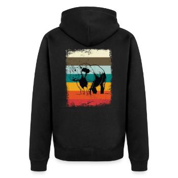 Retro rhino rhino - Unisex Premium Organic Zip Hoodie - black - Back - Nico (187cm)