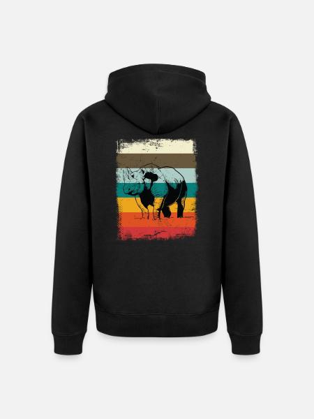 Retro rhino rhino - Unisex Premium Organic Zip Hoodie - black