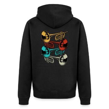 Trompeten Retro Instrument Band Musiker - Unisex Premium Bio Zip Hoodie - Schwarz - Hinten - Nico (187cm)