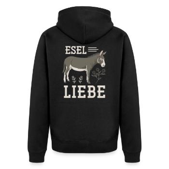 Esel Pferd Landei - Unisex Premium Bio Zip Hoodie - Schwarz - Hinten - Nico (187cm)