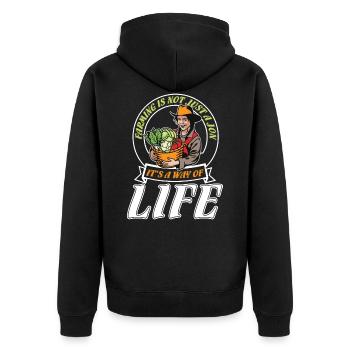 Farmer cows farmer yard gift - Unisex Premium Organic Zip Hoodie - black - Back - Nico (187cm)
