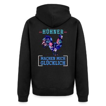 Huhn Ei - Unisex Premium Bio Zip Hoodie - Schwarz - Hinten - Nico (187cm)