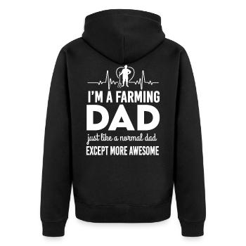 Vater Landwirt Bauer Bauernhof Traktor Geschenk - Unisex Premium Bio Zip Hoodie - Schwarz - Hinten - Nico (187cm)