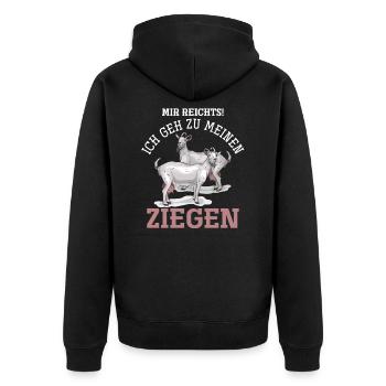 Ziege Milch Geschenkidee - Unisex Premium Bio Zip Hoodie - Schwarz - Hinten - Nico (187cm)