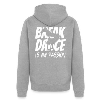 Breakdance - Unisex Premium Organic Zip Hoodie - heather grey - Back - Nico (187cm)