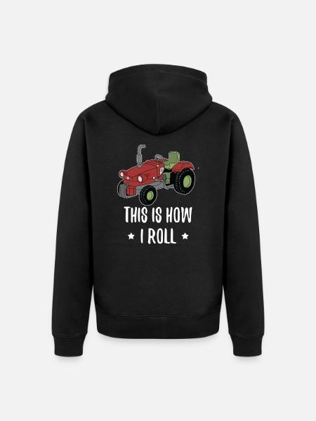 tractor - Unisex Premium Organic Zip Hoodie - black
