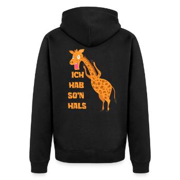 Ich hab so´n Hals Choleriker Giraffe Geschenk - Unisex Premium Bio Zip Hoodie - Schwarz - Hinten - Nico (187cm)