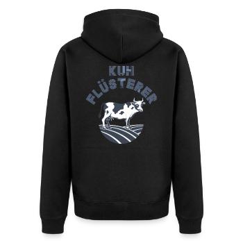Kuh Bauernhof - Unisex Premium Bio Zip Hoodie - Schwarz - Hinten - Nico (187cm)