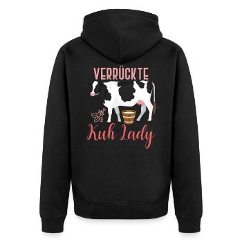 Kuh Kuhglock - Unisex Premium Bio Zip Hoodie - Schwarz - Hinten - Nico (187cm)