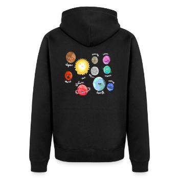 Solar system moon space cute outer space - Unisex Premium Organic Zip Hoodie - black - Back - Nico (187cm)