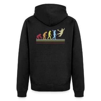 Handballs retro graphismes saut Evolution cadeau - Veste à capuche bio Premium Unisexe - noir - Dos - Nico (187cm)