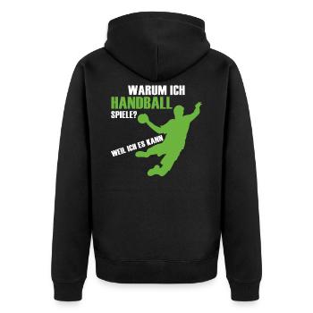 Handball Weil Ich Es Kann Handballer Geschenk - Unisex Premium Bio Zip Hoodie - Schwarz - Hinten - Nico (187cm)