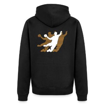 Handball player graphic - Unisex Premium Organic Zip Hoodie - black - Back - Nico (187cm)