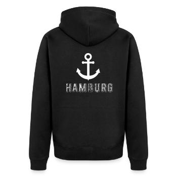 Hamburg anchor and port - Unisex Premium Organic Zip Hoodie - black - Back - Nico (187cm)
