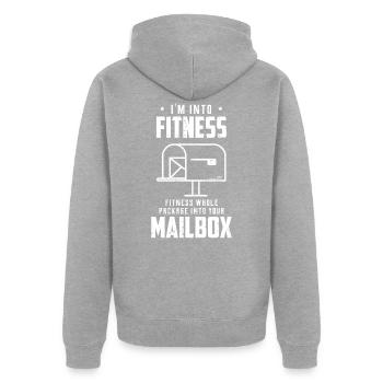 post man - Unisex Premium Organic Zip Hoodie - heather grey - Back - Nico (187cm)