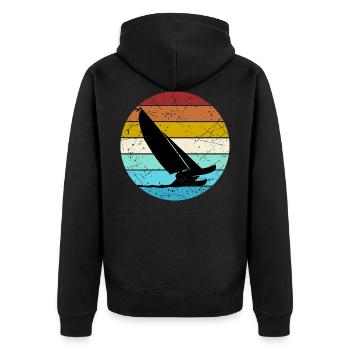 Retro Color Cat Sailing catamaran sailors - Unisex Premium Organic Zip Hoodie - black - Back - Nico (187cm)