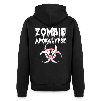 Zombie zombie apocalypse horror Halloween - Unisex Premium Organic Zip Hoodie - black - Back - Nico (187cm)