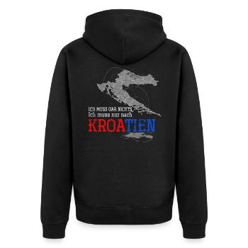 Kroatien - Unisex Premium Bio Zip Hoodie - Schwarz - Hinten - Nico (187cm)