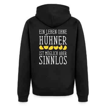 Huhn Bauern - Unisex Premium Bio Zip Hoodie - Schwarz - Hinten - Nico (187cm)