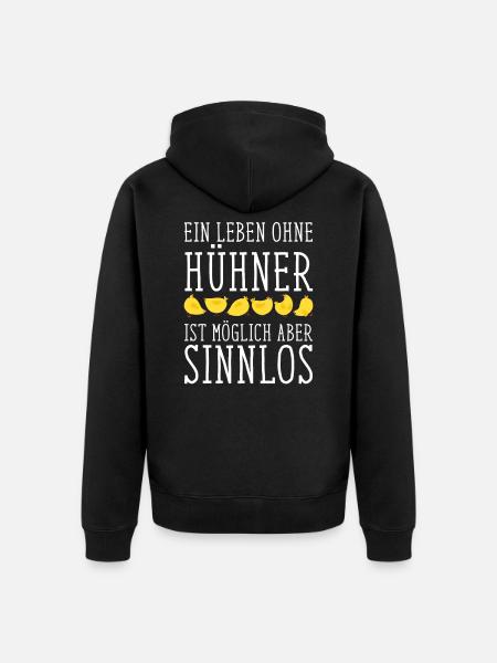 Huhn Bauern - Unisex Premium Bio Zip Hoodie - Schwarz