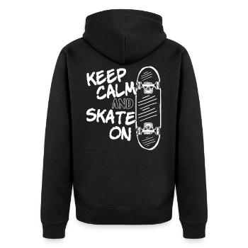 Skater Skateboard Skateboarder Keep calm and skate - Unisex Premium Bio Zip Hoodie - Schwarz - Hinten - Nico (187cm)