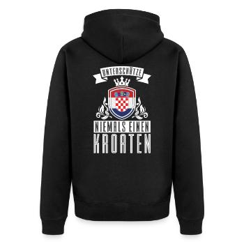 Kroatien Patriot Europa - Unisex Premium Bio Zip Hoodie - Schwarz - Hinten - Nico (187cm)