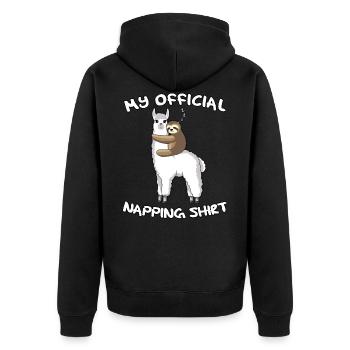 Official Sleeping Shirt Lama Pajama Sleeping Cap - Unisex Premium Organic Zip Hoodie - black - Back - Nico (187cm)