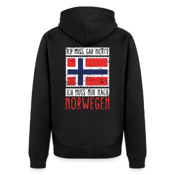 Norwegen Norweger Wikinger - Unisex Premium Bio Zip Hoodie - Schwarz - Hinten - Nico (187cm)