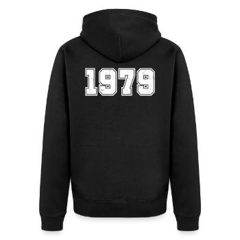 Année 1979 - Retro Football College - Veste à capuche bio Premium Unisexe - noir - Dos - Nico (187cm)