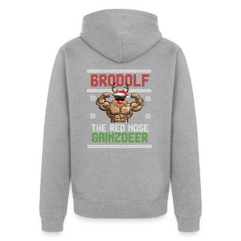 Brodolf Christmas Reindeer Fitness Sport - Veste à capuche bio Premium Unisexe - gris chiné - Dos - Nico (187cm)