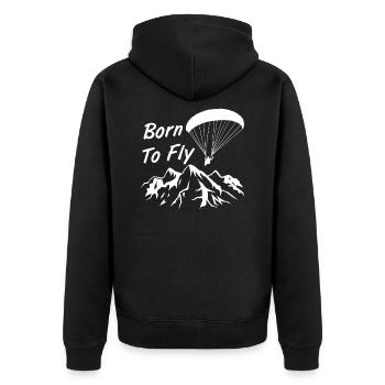 Born To Fly Cooles Paraglider Berge Geschenk - Unisex Premium Bio Zip Hoodie - Schwarz - Hinten - Nico (187cm)