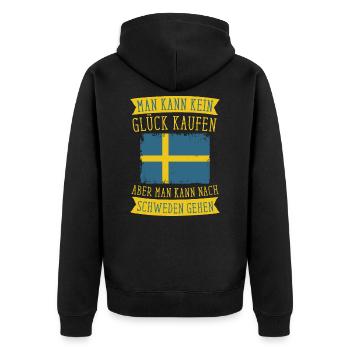 Schweden Skandinavien Schwede - Unisex Premium Bio Zip Hoodie - Schwarz - Hinten - Nico (187cm)