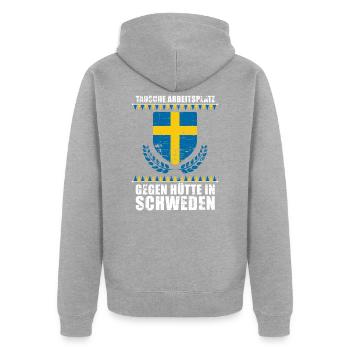 Schwede Geschenk Patrioten - Unisex Premium Bio Zip Hoodie - Grau meliert - Hinten - Nico (187cm)